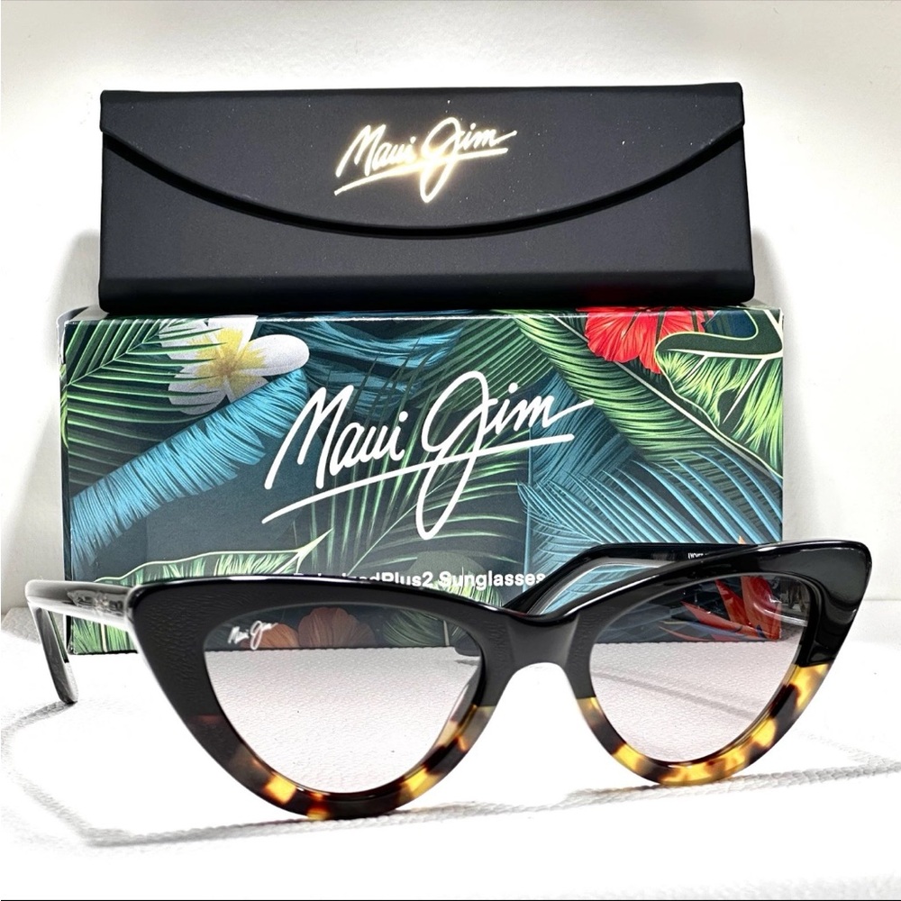 Maui Jim LYCHEE Black Brown Tortoise Two Toned Cat-Eye  Sunglass MJ891-02